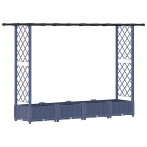 vidaXL Magas&iacute;tott &Aacute;gy Trellis-szel &eacute;s Tetővel Sz&uuml;rke 203 x 40 x 123 cm