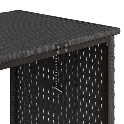vidaXL L-alakú fekete polyrattan kerti kanapé asztallal és párnával