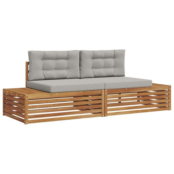 vidaXL K&uuml;lt&eacute;ri kanap&eacute; szett 2 Darab Term&eacute;szetes &eacute;s Vil&aacute;gossz&uuml;rke