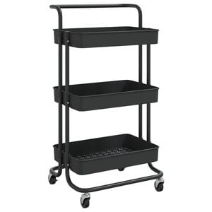 vidaXL fekete 3 szintes konyhai kocsi 42x35x85 cm Vas &eacute;s ABS