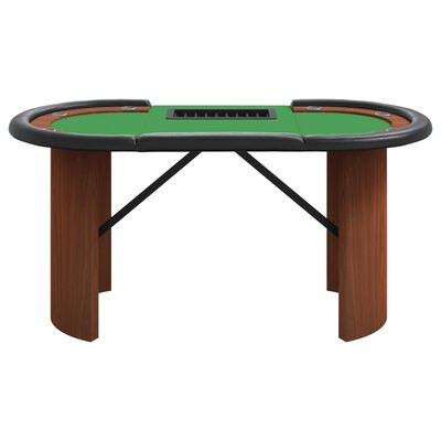 vidaXL 10-személyes zöld pókerasztal zsetontálcával 160 x 80 x 75 cm