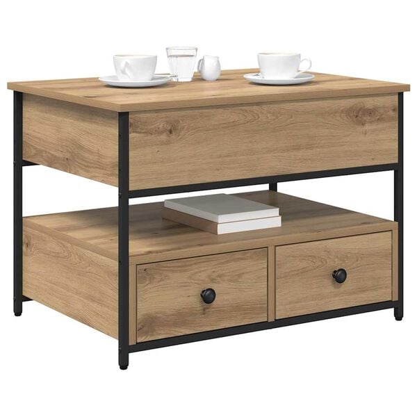 vidaXL Doh&aacute;nyz&oacute;asztal fi&oacute;kkal Artisan t&ouml;lgy 70 x 50 x 54.5 cm Faanyag