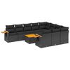 vidaXL 11 r&eacute;szes fekete polyrattan kerti &uuml;lőgarnit&uacute;ra p&aacute;rn&aacute;kkal