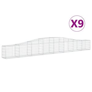 vidaXL 9 db &iacute;ves horganyzott vas gabion kos&aacute;r 400x30x40/60 cm
