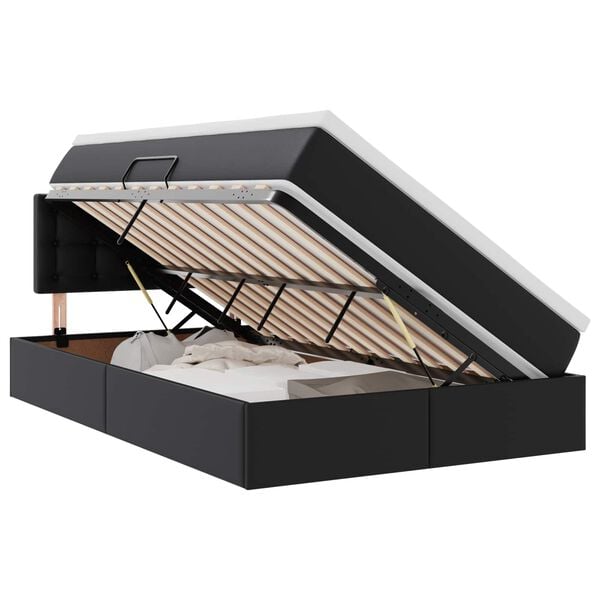 vidaXL &Aacute;gy t&aacute;rol&oacute;val &eacute;s LED l&aacute;mp&aacute;val leddel Fekete 120 x 190 cm Műbőr