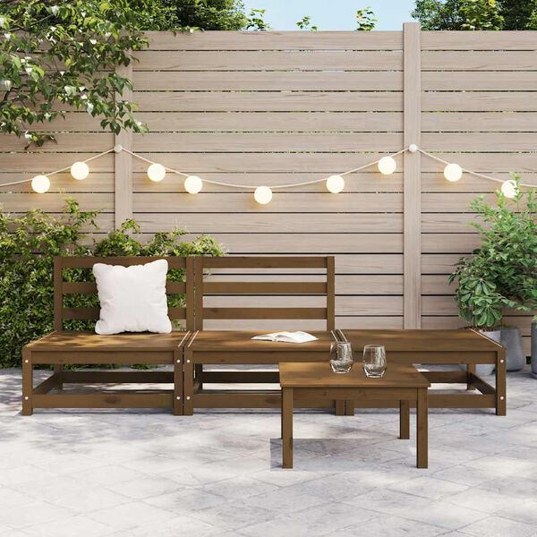 vidaXL 3 r&eacute;szes m&eacute;zbarna t&ouml;m&ouml;r fenyőfa kerti &uuml;lőgarnit&uacute;ra