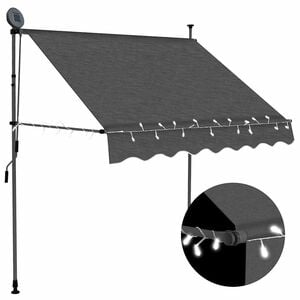 vidaXL antracitsz&uuml;rke k&eacute;zzel feltekerhető LED-es napellenző 100 cm