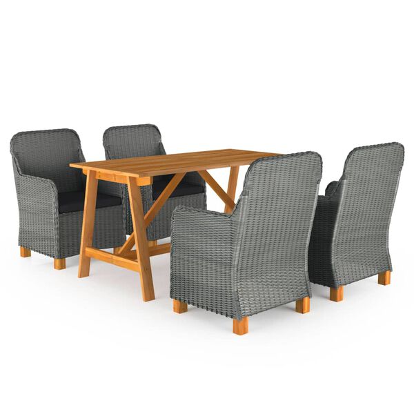 vidaXL 5 r&eacute;szes vil&aacute;gossz&uuml;rke kerti &eacute;tkezőgarnit&uacute;ra