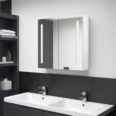 vidaXL fényes fehér LED-es tükrös fürdőszobaszekrény 62 x 14 x 60 cm