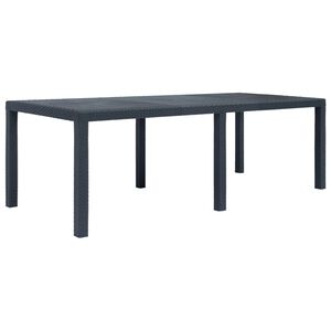 vidaXL antracit rattan hat&aacute;s&uacute; műanyag kerti asztal 220 x 90 x 72 cm