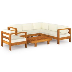 vidaXL 7 r&eacute;szes ak&aacute;cfa kerti pihenőgarnit&uacute;ra p&aacute;rn&aacute;kkal 100 x 60 cm