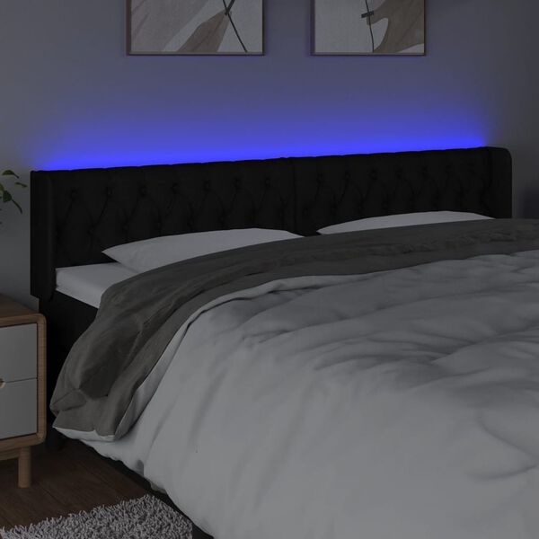 vidaXL fekete sz&ouml;vet LED-es fejt&aacute;mla 203 x 16 x 78/88 cm