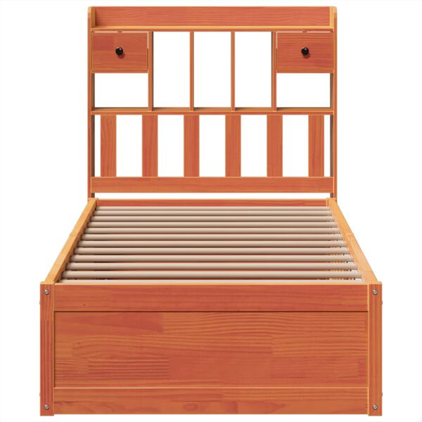 vidaXL viaszbarna t&ouml;m&ouml;r fenyőfa &aacute;gy matrac n&eacute;lk&uuml;l 100 x 200 cm