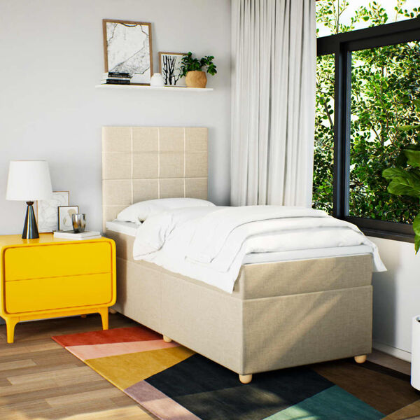 vidaXL kr&eacute;msz&iacute;nű sz&ouml;vet rug&oacute;s &aacute;gy matraccal 100 x 200 cm