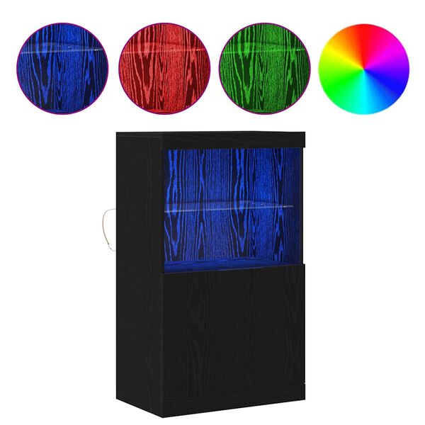 vidaXL LED t&aacute;lal&oacute; LED -es l&aacute;mp&aacute;kkal Fekete 60 x 37 x 100 cm Faanyag