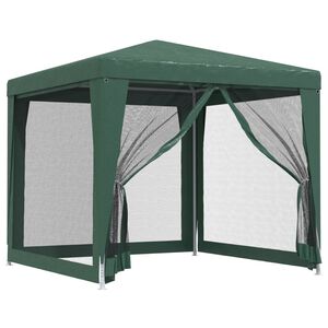 vidaXL z&ouml;ld HDPE rendezv&eacute;nys&aacute;tor 4 h&aacute;l&oacute;s oldalfallal 2,5x2,5 m