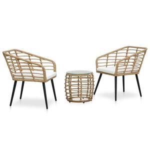 vidaXL 3-darabos t&ouml;lgysz&iacute;nű polyrattan bisztr&oacute;szett