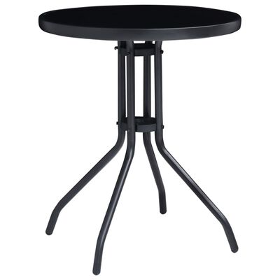 vidaXL fekete acél és üveg kerti asztal 60 cm