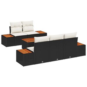 vidaXL Kerti Kanap&eacute; Szett t&aacute;rol&oacute;val 6 pcs Fekete Poli rattan