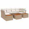 vidaXL Kerti Kanap&eacute; Szett 7 db B&eacute;zs Poli rattan