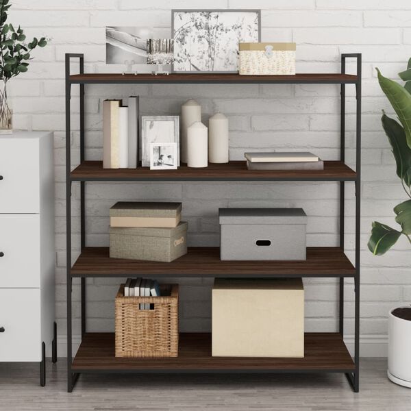 vidaXL 4 db barna t&ouml;lgy sz&iacute;nű szerelt fa fali polc 100 x 40 x 1,5 cm