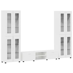 vidaXL TV szekr&eacute;ny garnit&uacute;ra fi&oacute;kkal FLORIN Magas F&eacute;nyű Feh&eacute;r Faanyag