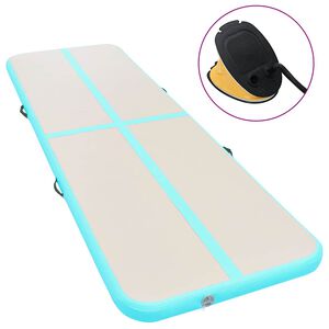 vidaXL z&ouml;ld PVC felf&uacute;jhat&oacute; tornaszőnyeg pump&aacute;val 300 x 100 x 10 cm