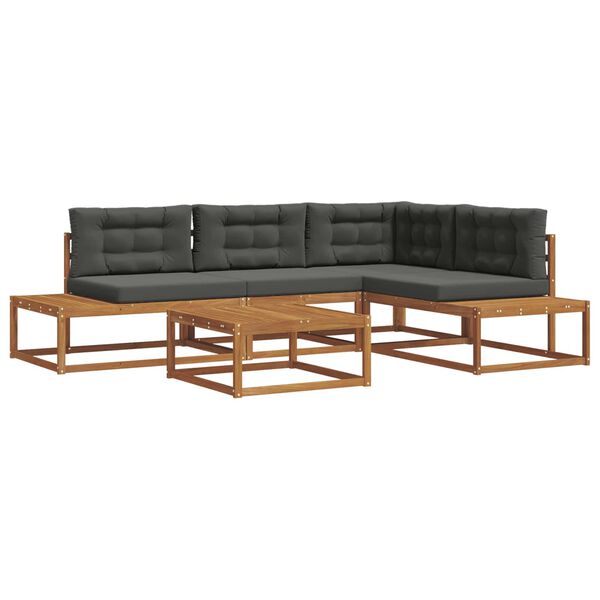 vidaXL K&uuml;lt&eacute;ri kanap&eacute; szett 5 Darab Term&eacute;szetes &eacute;s antracit