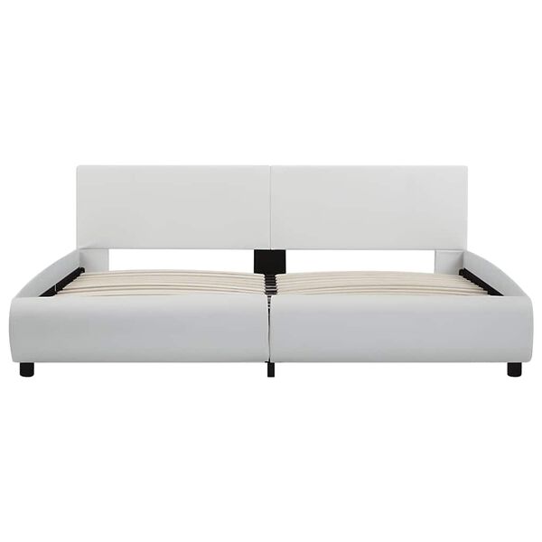 vidaXL fehér LED-es műbőr ágykeret 160 x 200 cm