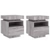 vidaXL 2 db sz&uuml;rke sonoma &eacute;jjeliszekr&eacute;ny LED-f&eacute;nyekkel 40x39x48,5 cm