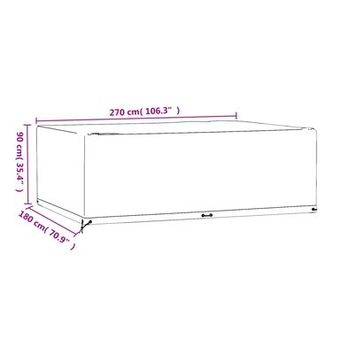 vidaXL téglalap alakú kerti bútorhuzat 12 fűzőlyukkal 270x180x90 cm