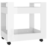vidaXL magasfényű fehér szerelt fa asztal-kocsi 60 x 45 x 60 cm