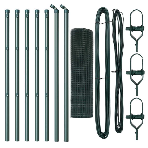 vidaXL Ker&iacute;t&eacute;soszlop Z&ouml;ld 10 x 0,6 m (12 x 12 mm h&aacute;l&oacute;) Ac&eacute;l &eacute;s PVC