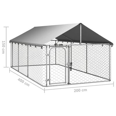 vidaXL kültéri kutyakennel tetővel 400 x 200 x 150 cm