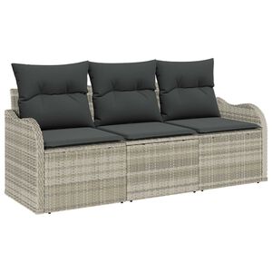 vidaXL Kerti Kanap&eacute; Szett t&aacute;rol&oacute;val 3 pcs Vil&aacute;gossz&uuml;rke Poli rattan