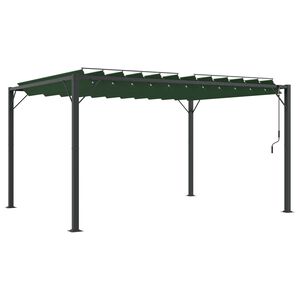 vidaXL S&aacute;tras pavilon lamell&aacute;s tetővel Z&ouml;ld 3 x 4 x 2,14 m