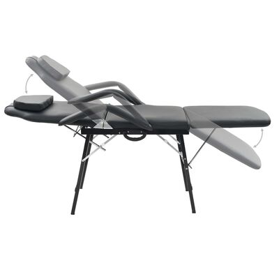 vidaXL hordozható fekete műbőr arckezelő szék 185 x 78 x 76 cm