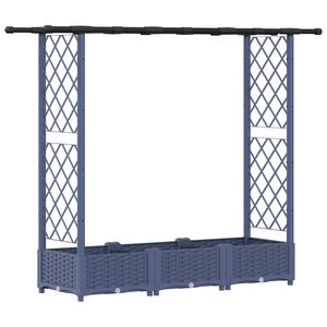 vidaXL Magas&iacute;tott &Aacute;gy Trellis-szel &eacute;s Tetővel Sz&uuml;rke 164 x 40 x 123 cm