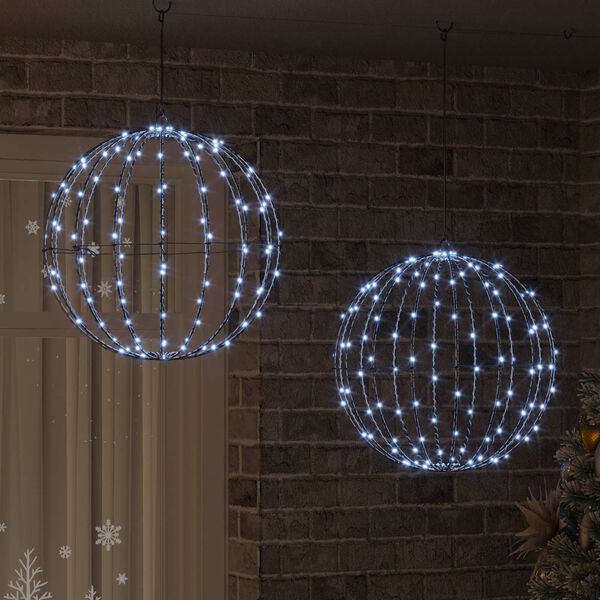 vidaXL Labda 320 LED-del 2 pcs Hideg feher 50,5 x 50,5 x 52 cm F&eacute;m