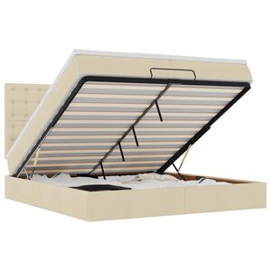 vidaXL oszm&aacute;n &aacute;gykeret matracokkal kr&eacute;m 200x200cm sz&ouml;vet