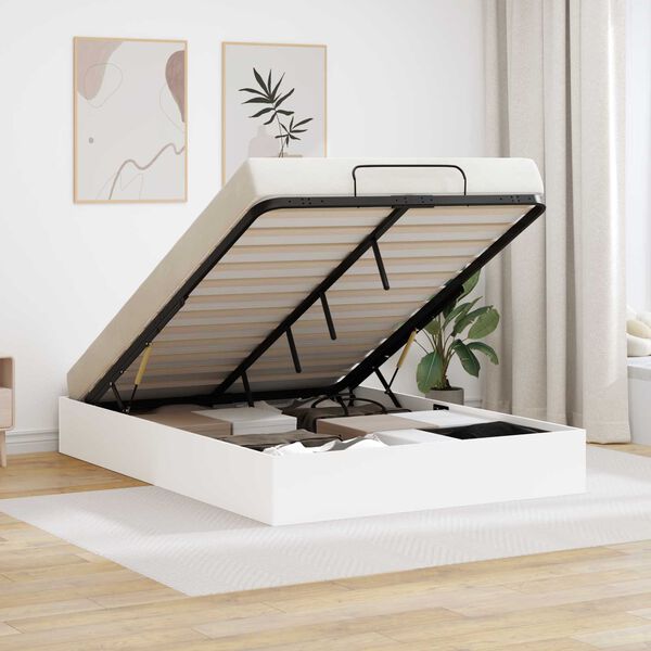 vidaXL Ottom&aacute;n &Aacute;gykeret t&aacute;rol&oacute;val Feh&eacute;r 193 x 120 x 25 cm M&eacute;rn&ouml;ki fa