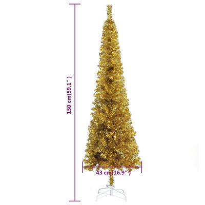 vidaXL aranyszínű vékony karácsonyfa 150 cm