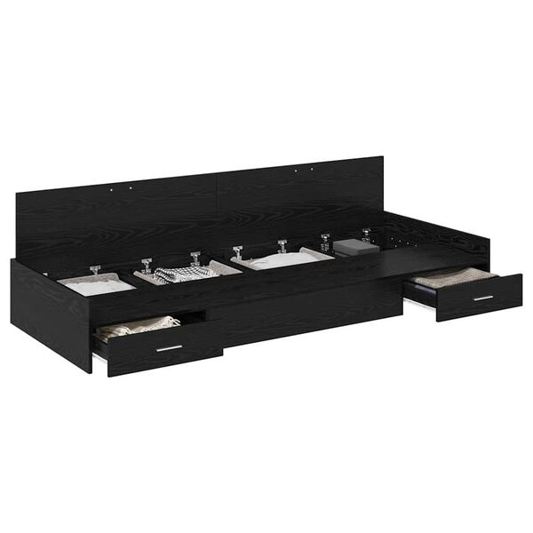 vidaXL Ágykeret fejtámlával fiókkal Fekete tölgy 100 x 200 cm Faanyag