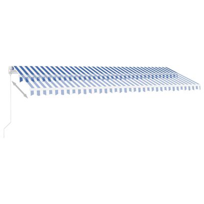 vidaXL kék és fehér kézzel kihúzható LED-es napellenző 500 x 350 cm