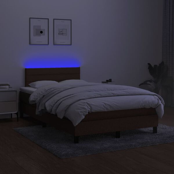 vidaXL barna sz&ouml;vet rug&oacute;s &eacute;s LED-es &aacute;gy matraccal 120x190 cm