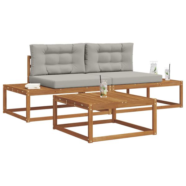 vidaXL K&uuml;lt&eacute;ri kanap&eacute; szett 3 Darab Term&eacute;szetes &eacute;s Vil&aacute;gossz&uuml;rke