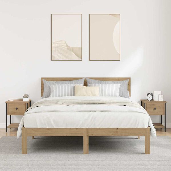 vidaXL &Eacute;jjeli asztal 2 pcs Artisan t&ouml;lgy 34 x 35,5 x 45 cm Faanyag