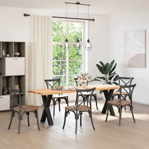 vidaXL 2 db X alakú étkezőasztal láb fekete acél 50 x (72-73) cm