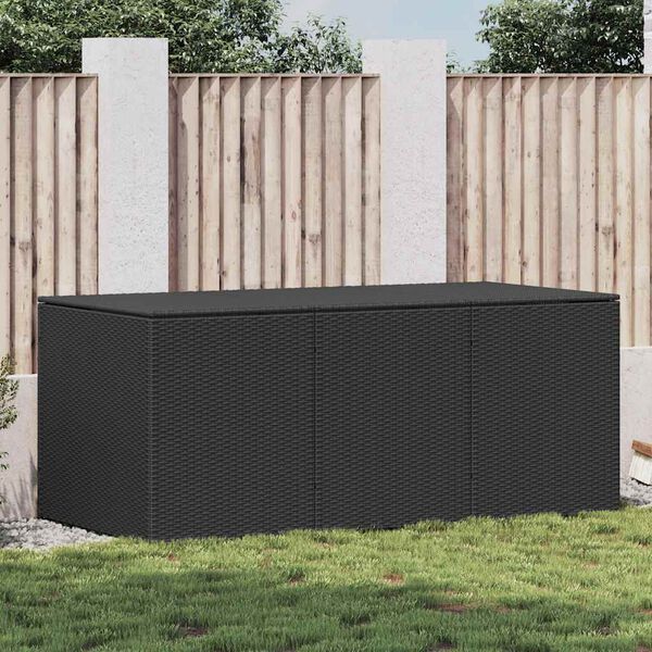 vidaXL fekete polyrattan kerti tárolóláda 180 x 90 x 70 cm