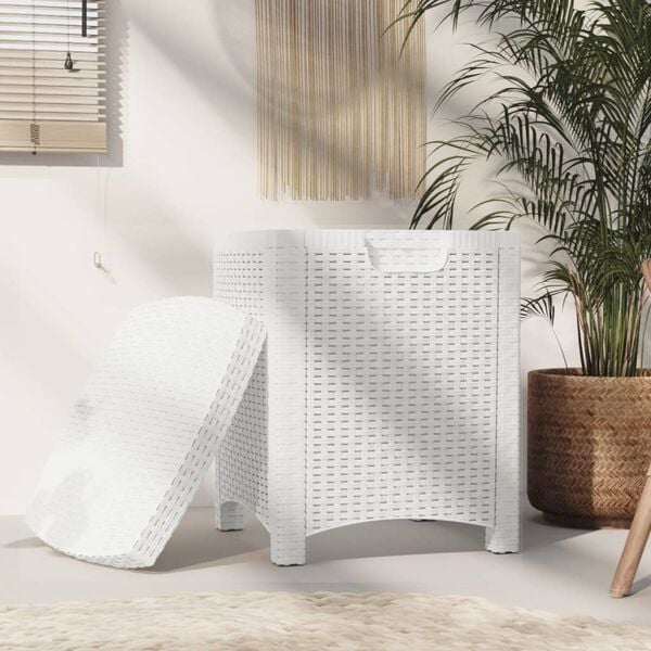 vidaXL feh&eacute;r PP rattan kerti t&aacute;rol&oacute;l&aacute;da 39 x 39 x 46 cm